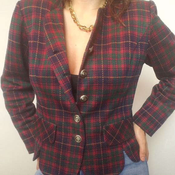 Vintage Tartan Plaid Jacket Blazer - Picture 3 of 9